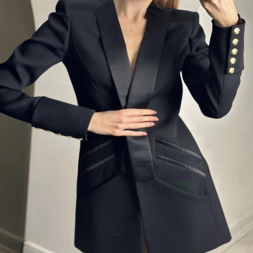 Balmain Satin-Trimmed Wool Blazer FR 40 - Picture 9 of 9